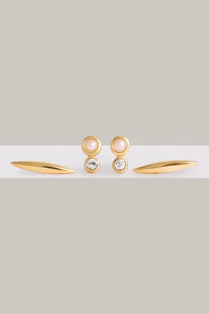 Reiss Minnie Micro Pearl & Crystal Earrings Set