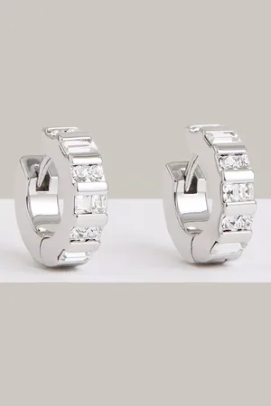 Reiss Sadie Crystal Huggie Hoop Earrings