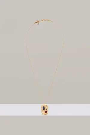 Reiss Skylar Crystal Rectangular Pendant Necklce