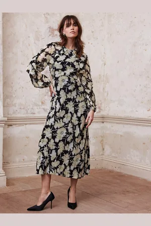 mint&berry Floral Print Ruffle Trim Maxi Dress