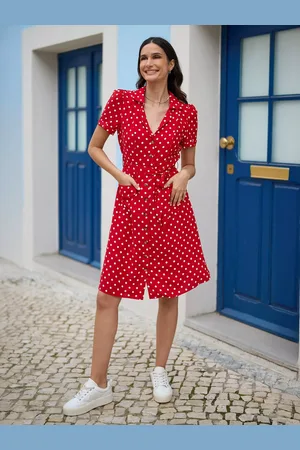 Yumi Retro Polka Dot Shirt Dress
