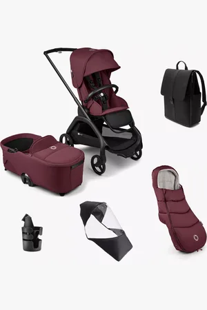 Bugaboo Dragonfly Pushchair, Carrycot & Accessories Essential Bundle, Black Cherry