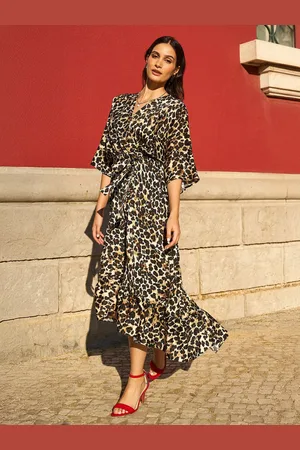 Yumi Leopard Print Midi Wrap Dress