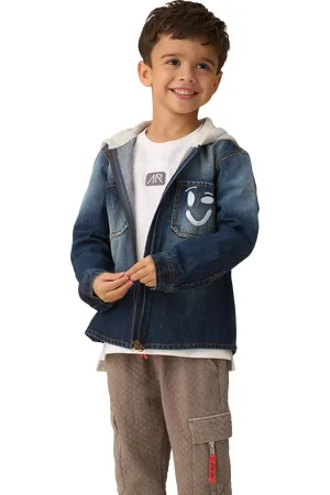 Angel & Rocket Smile Denim Overshirt With Hood