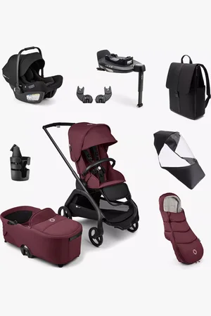 Bugaboo Dragonfly Pushchair & Carrycot, Turtle Air by Nuna Car Seat with Base & Accessories Ultimate Bundle, Dark Cherry