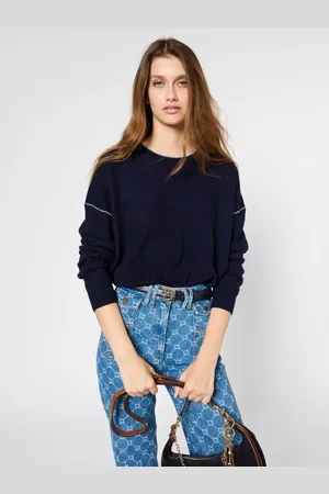 Gerard Darel Jayda Contrast Stitch Pure Cashmere Jumper