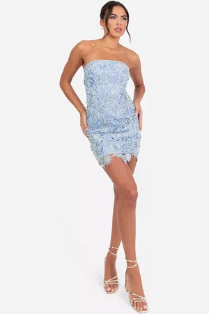 Maya Deluxe Floral Textured Strapless Mini Prom Dress