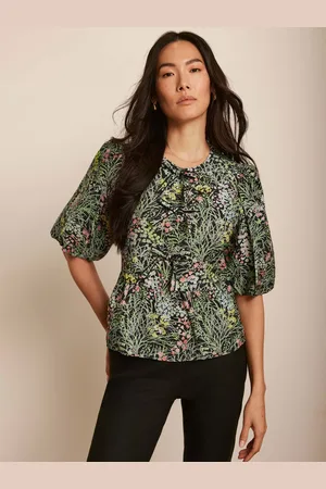 mint&berry Floral Print Tie Front Top