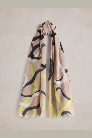 White Stuff Ribbon Swirl Organic Cotton Blend Scarf