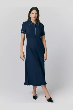 Ghost Sophia Contrast Piping Midi Dress