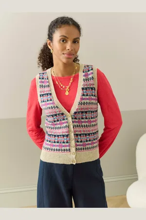 BRORA Fair Isle Pure Wool Sleeveless Cardigan