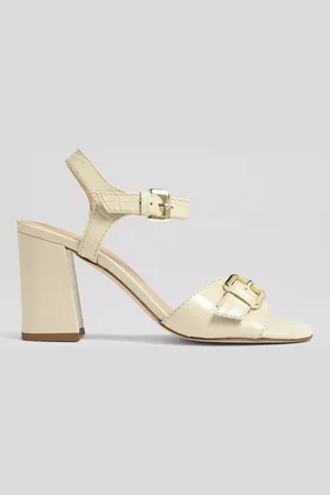 L.K. Bennett Reeva Leather Croc Effect Block Heel Sandals