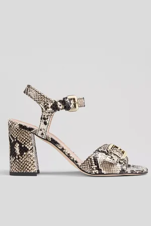 L.K. Bennett Reeva Leather Snake Effect Block Heel Sandals