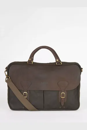 Barbour Wax Cotton and Leather Trim Satchel