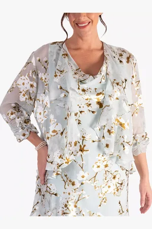 Chesca Satin Burnout Shrug Frilly Sleeve