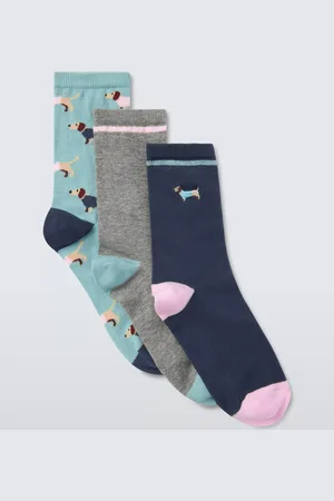 John Lewis Dachshund Ankle Socks, Pack of 3