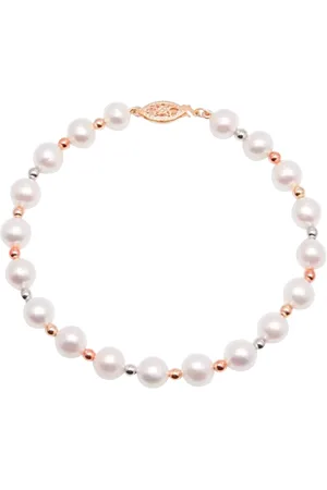 E.W Adams 9ct Triple Gold Freshwater Pearl Bracelet