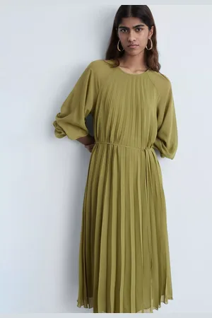 MANGO Dalia Pleated Bow Belt Dress
