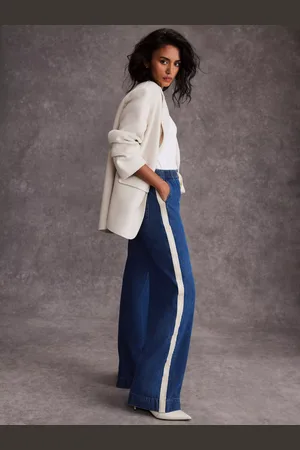 mint&berry Tie Waist Side Stripe Wide Jeans