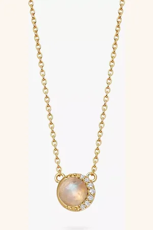 ASTLEY CLARKE Moonstone & White Sapphires Luna Pendant Necklace
