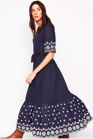 Boden Isabel Broderie Tiered Maxi Dress
