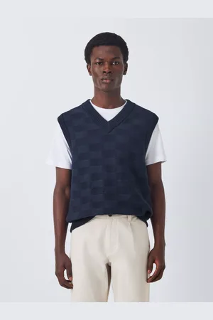 John Lewis V-Neck Checkered Cotton Knit Tank Top