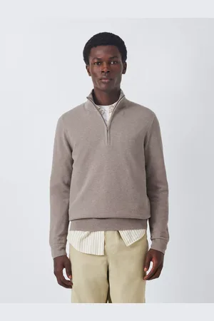 John Lewis Seed Stitch Cotton Knit Half Zip Jumper