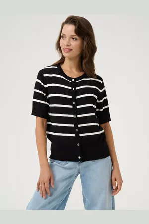Kaffe Lizza Stripe Short Sleeve Cardigan