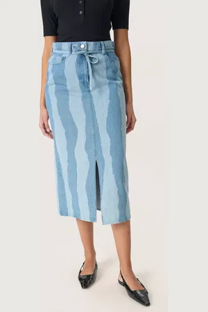 Soaked in Luxury Maisa Wavy Stripe Denim Skirt