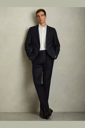 Reiss Hatch Wool Blend Textured Tailored Trousers