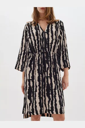 INWEAR Xeenia Abstract Stripe Drawstring Tunic Dress