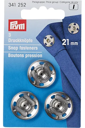 Prym Sew-On Snap Fasteners, 21mm, Pack of 3