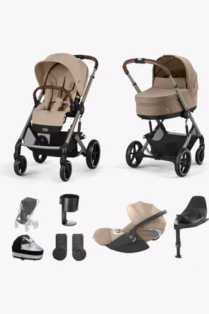 Cybex Balios S Lux Pushchair, Carrycot & Accessories with Cloud T Plus Car Seat & Base T Bundle, Almond Beige