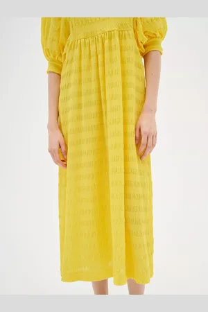INWEAR Zabelle Textured Puff Sleeve Midi Dress