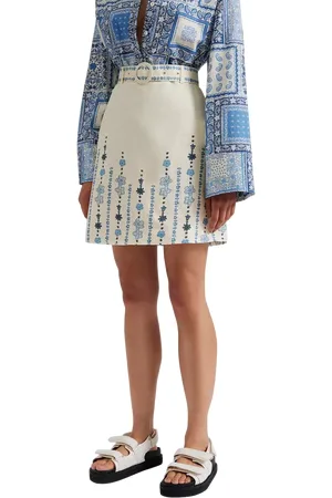 By Malina Summer Belted Linen Rich Mini Skirt