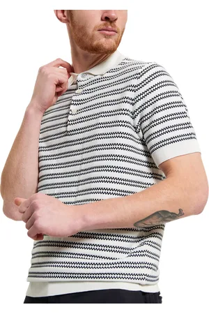 Ben Sherman Knitted Organic Cotton Short Sleeve Jacquard Stripe Polo Top