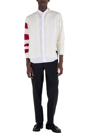 JOHN SMEDLEY Merino Wool Striped Sleeve Cardigan