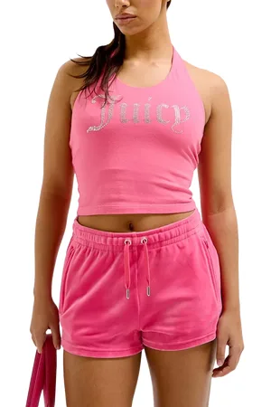 Juicy Couture Diamante Logo Velour Track Shorts