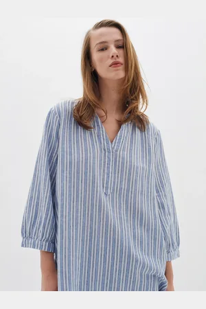 INWEAR Ellie Stripe Linen Blend Tunic Dress