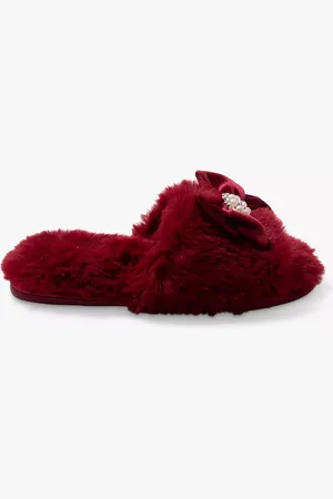 PRETTY YOU Anya Velvet Bow Slippers