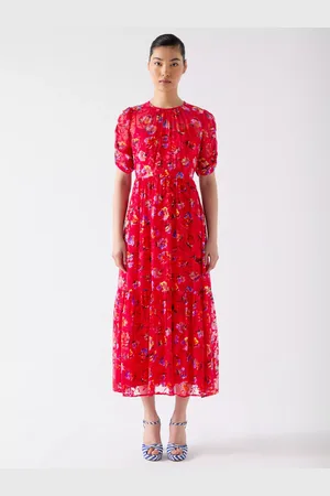 L.K. Bennett Tilly Ikat Floral Silk Rich Dress