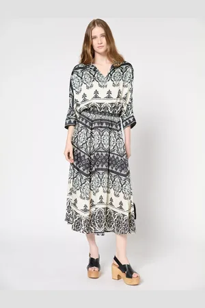 Gerard Darel Vanille Geometric Midi Skirt