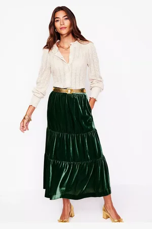 Boden Tiered Velvet Skirt