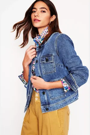 Boden Collarless Casual Denim Jacket