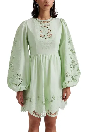By Malina Molly Broderie Scallop Hem Mini Dress