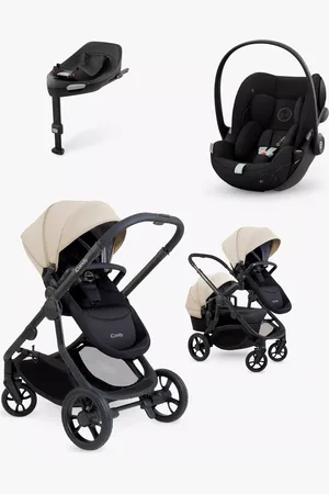 iCandy Orange 4 Pushchair with Cybex Cloud G i-Size Rotating Car Seat and Base G 360 Rotating ISOFIX Car Seat Base Bundle, Latte/ Moon Black
