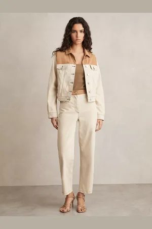 Reiss Maddie Contrast Waist Straight Leg Jeans