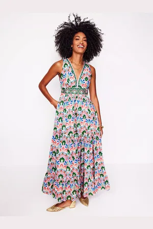 Boden Serena Geometric Tie Maxi Dress