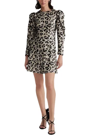 By Malina Hollis Animal Print Sequin Mini Dress