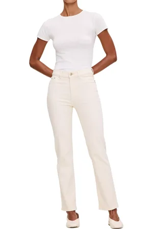 DL1961 Halle High Rise Straight Leg Jeans, White